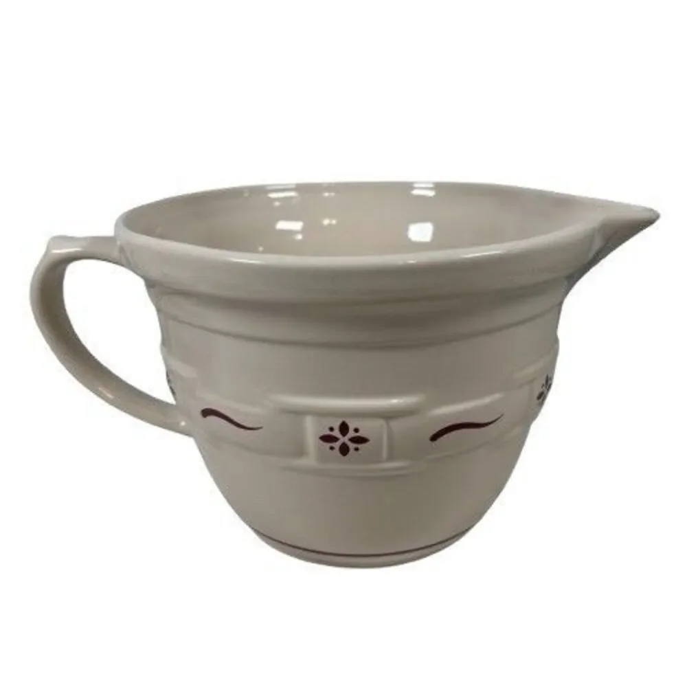 Longaberger Pottery Classic Red Woven Traditions 2 Qt Mixing Pitcher Batter Bowl
